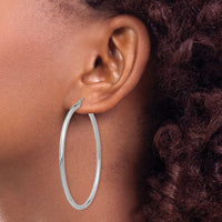 14K White Gold Polished 2.5mm Tube Hoop Earrings-T843