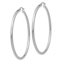 14K White Gold Polished 2.5mm Lightweight Tube Hoop Earrings-T843L
