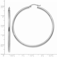 14K White Gold Polished 2.5mm Lightweight Tube Hoop Earrings-T843L