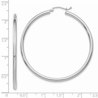 14K White Gold Polished 2.5mm Tube Hoop Earrings-T844
