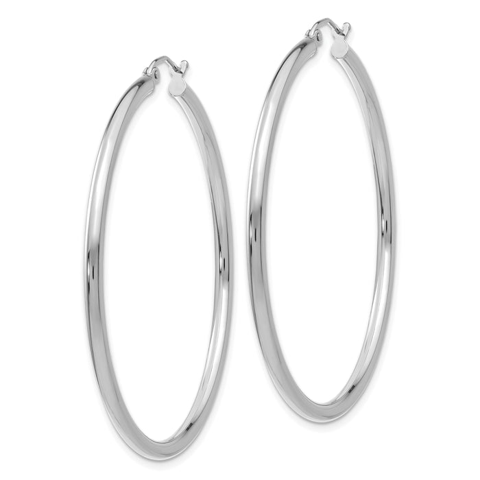 14K White Gold Polished 2.5mm Lightweight Tube Hoop Earrings-T844L