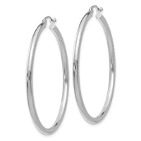 14K White Gold Polished 2.5mm Tube Hoop Earrings-T845