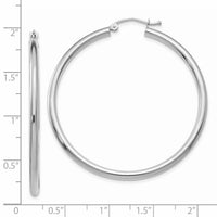 14K White Gold Polished 2.5mm Tube Hoop Earrings-T845