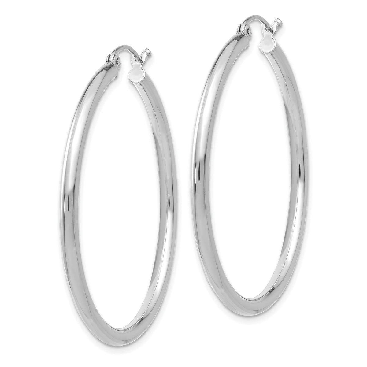 14K White Gold Polished 2.5mm Tube Hoop Earrings-T846
