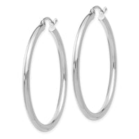 14K White Gold Polished 2.5mm Tube Hoop Earrings-T846