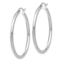 14K White Gold Polished 2.5mm Lightweight Tube Hoop Earrings-T846L