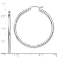 14K White Gold Polished 2.5mm Lightweight Tube Hoop Earrings-T846L