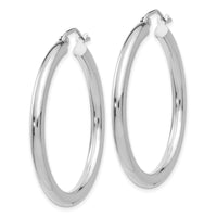 14K White Gold Polished 3mm Lightweight Tube Hoop Earrings-T848L