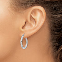 14K White Gold Polished 3mm Lightweight Tube Hoop Earrings-T850L