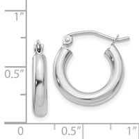 14K White Gold Polished 3mm Lightweight Tube Hoop Earrings-T851L