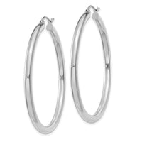 14K White Gold Polished 3mm Tube Hoop Earrings-T853
