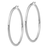 14K White Gold Polished 3mm Tube Hoop Earrings-T856