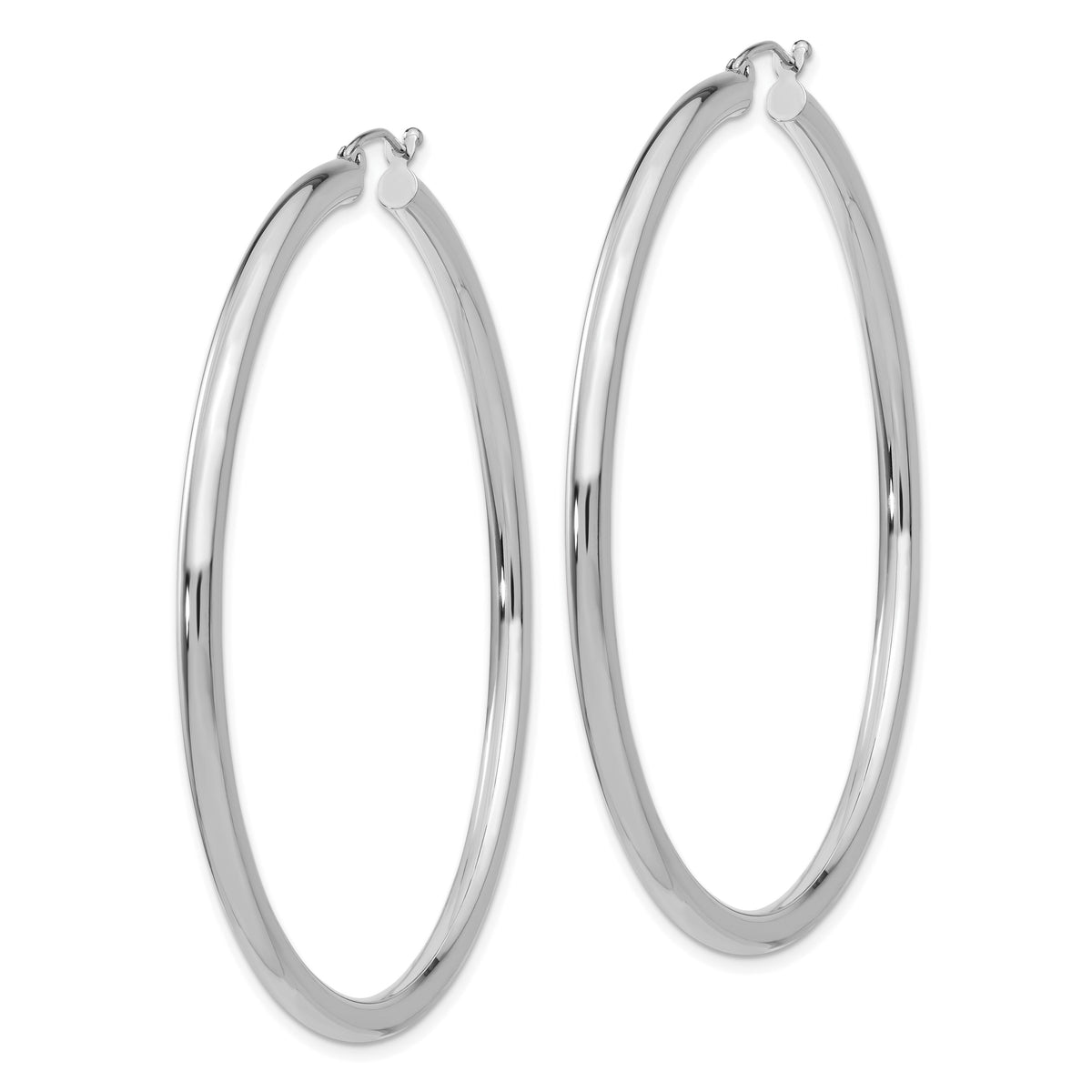 14K White Gold Polished 3mm Lightweight Tube Hoop Earrings-T856L