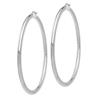 14K White Gold Polished 3mm Tube Hoop Earrings-T857