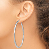14K White Gold Polished 3mm Lightweight Tube Hoop Earrings-T857L