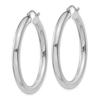 14K White Gold Polished 4mm Tube Hoop Earrings-T858