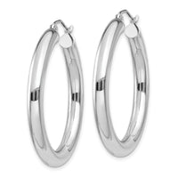 14K White Gold Polished 4mm Tube Hoop Earrings-T859