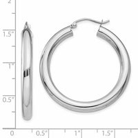 14K White Gold Polished 4mm Tube Hoop Earrings-T859