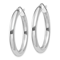 14K White Gold Polished 4mm Lightweight Tube Hoop Earrings-T859L