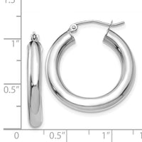 14K White Gold Polished 4mm Tube Hoop Earrings-T861