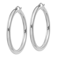 14K White Gold Polished 4mm Tube Hoop Earrings-T862