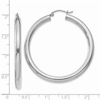 14K White Gold Polished 4mm Lightweight Tube Hoop Earrings-T862L