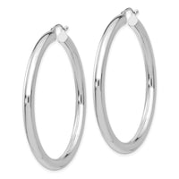 14K White Gold Polished 4mm Tube Hoop Earrings-T863