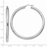 14K White Gold Polished 4mm Lightweight Tube Hoop Earrings-T864L