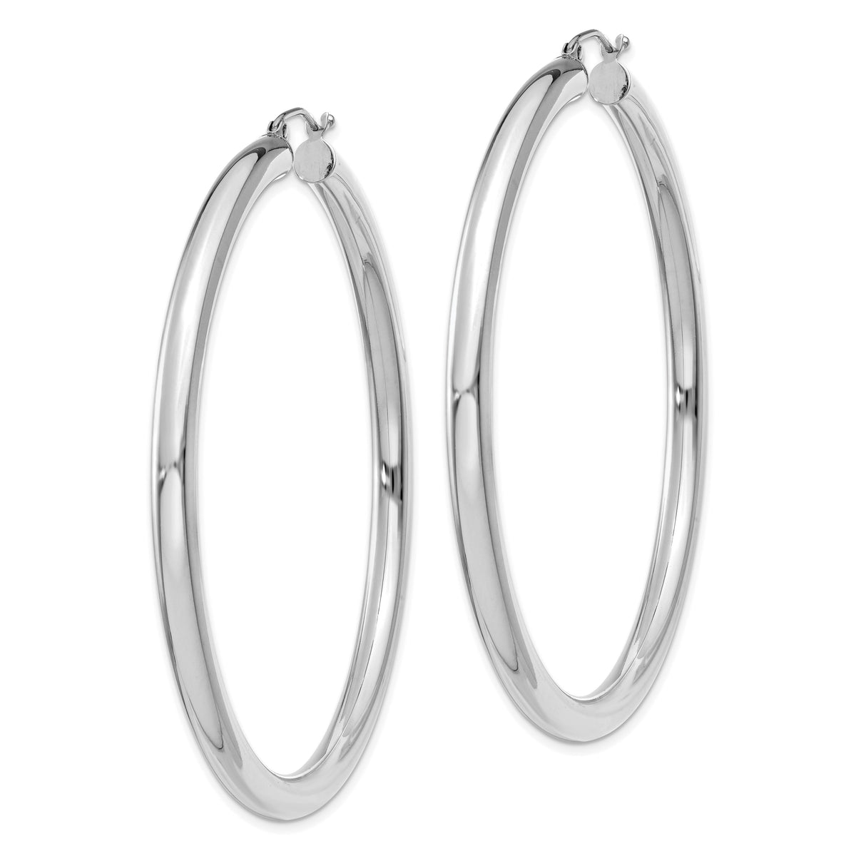 14K White Gold Polished 4mm Tube Hoop Earrings-T865