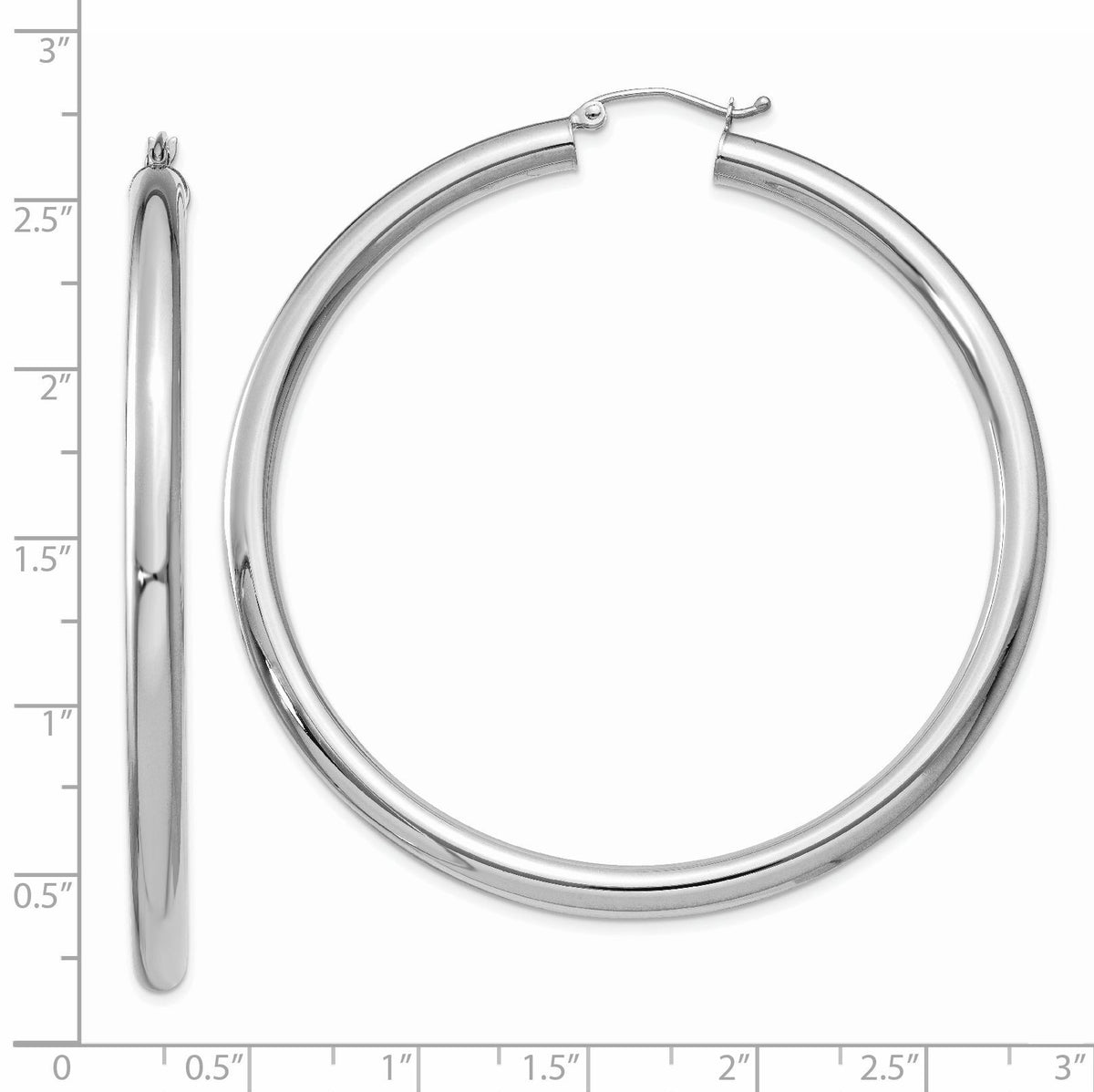 14K White Gold Polished 4mm Tube Hoop Earrings-T865