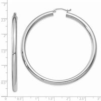 14K White Gold Polished 4mm Lightweight Tube Hoop Earrings-T865L