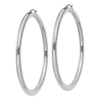 14K White Gold Polished 4mm Tube Hoop Earrings-T866