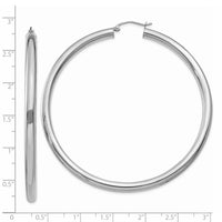 14K White Gold Polished 4mm Tube Hoop Earrings-T866
