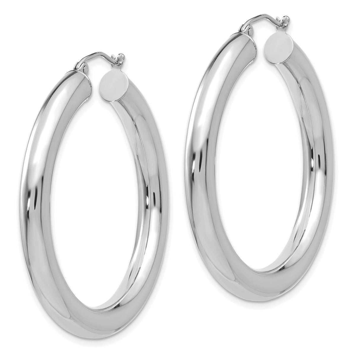 14k White Gold Polished 5mm Tube Hoop Earrings-T867