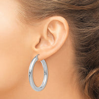 14k White Gold Polished 5mm Tube Hoop Earrings-T867