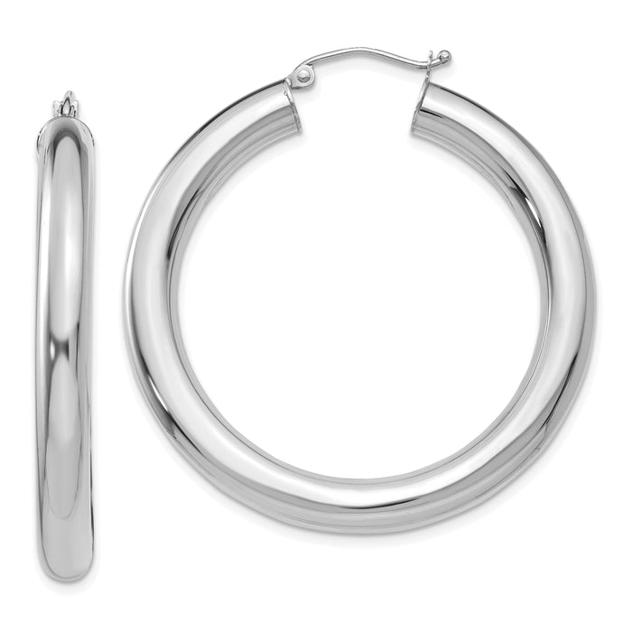 14k White Gold Polished 5mm Tube Hoop Earrings-T867