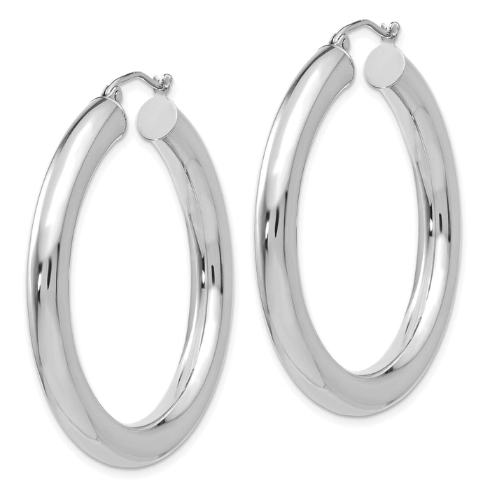 14k White Gold Polished 5mm Lightweight Hoop Earrings-T867L