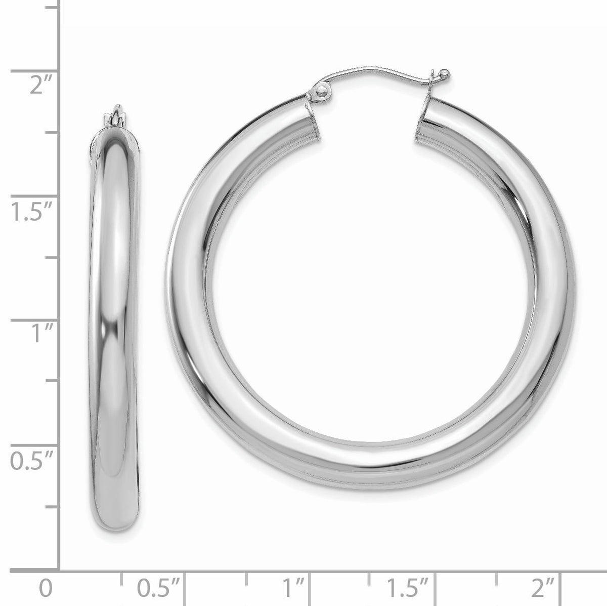 14k White Gold Polished 5mm Lightweight Hoop Earrings-T867L