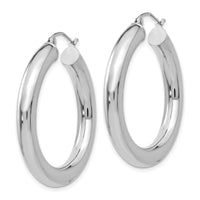 14k White Gold Polished 5mm Tube Hoop Earrings-T868