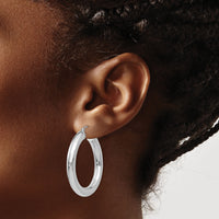 14k White Gold Polished 5mm Tube Hoop Earrings-T868