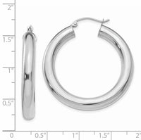 14k White Gold Polished 5mm Tube Hoop Earrings-T868