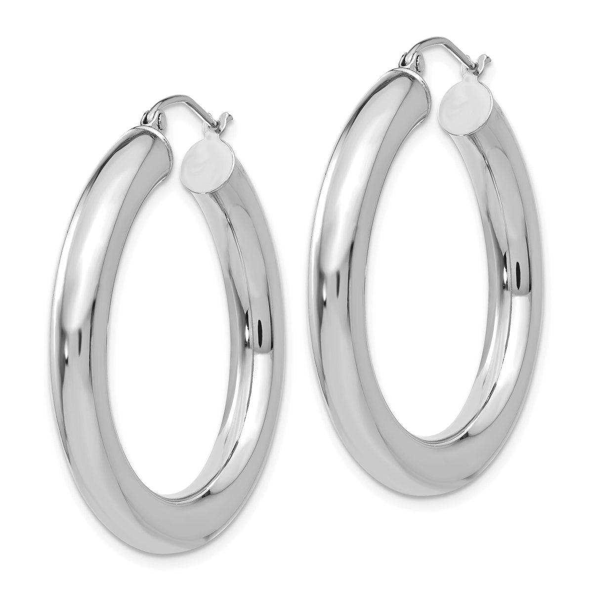 14k White Gold Polished 5mm Lightweight Hoop Earrings-T868L