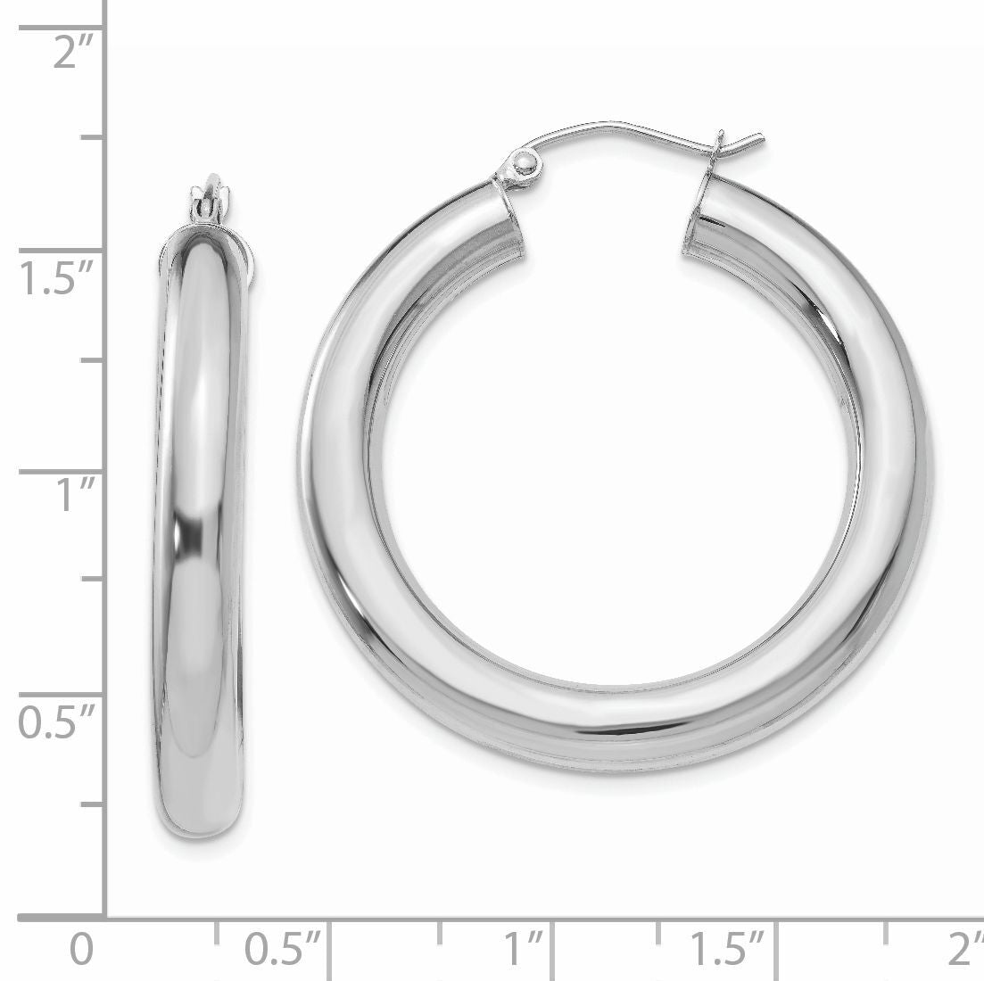 14k White Gold Polished 5mm Lightweight Hoop Earrings-T868L