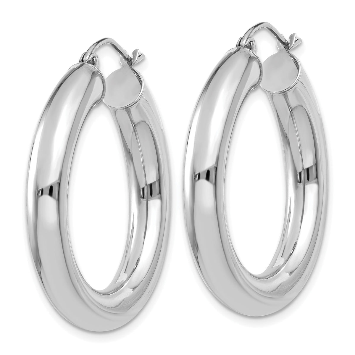 14k White Gold Polished 5mm Tube Hoop Earrings-T869