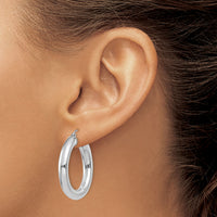 14k White Gold Polished 5mm Tube Hoop Earrings-T869