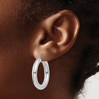 14k White Gold Polished 5mm Lightweight Hoop Earrings-T869L