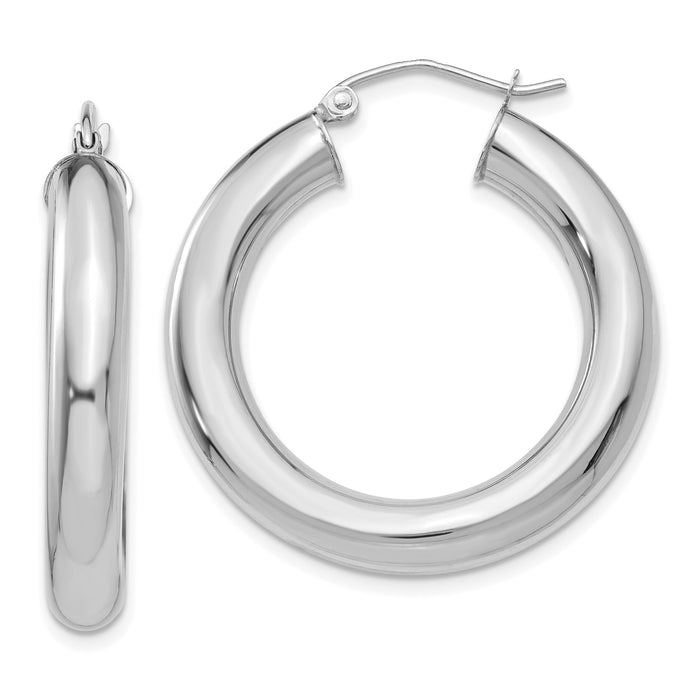 14k White Gold Polished 5mm Lightweight Hoop Earrings-T869L