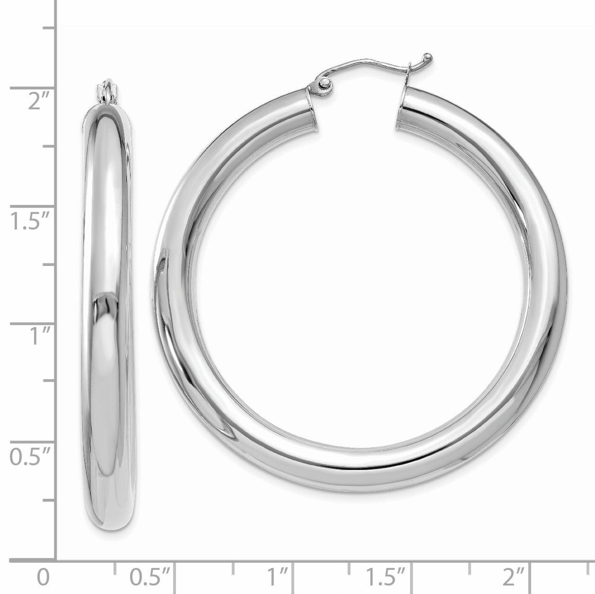 14k White Gold Polished 5mm Tube Hoop Earrings-T873