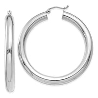 14k White Gold Polished 5mm Tube Hoop Earrings-T873
