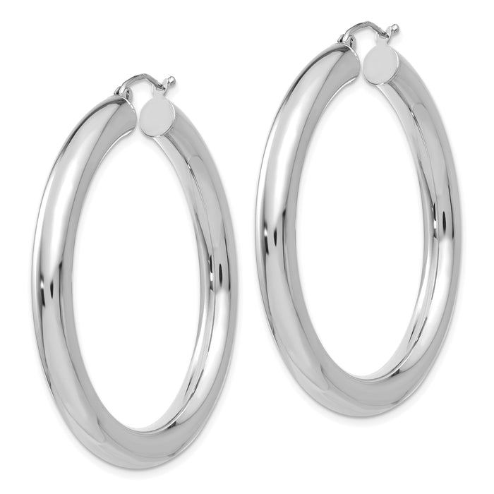 14k White Gold Polished 5mm Lightweight Hoop Earrings-T873L